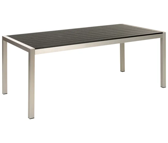Mesa de comedor de acero negro/plateado 180 x 90 cm VERNIO