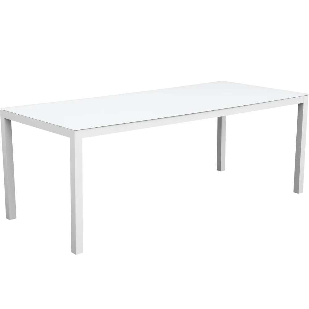 Mesa de comedor Adin 200*90 cm aluminio y cristal blanco Material WPC