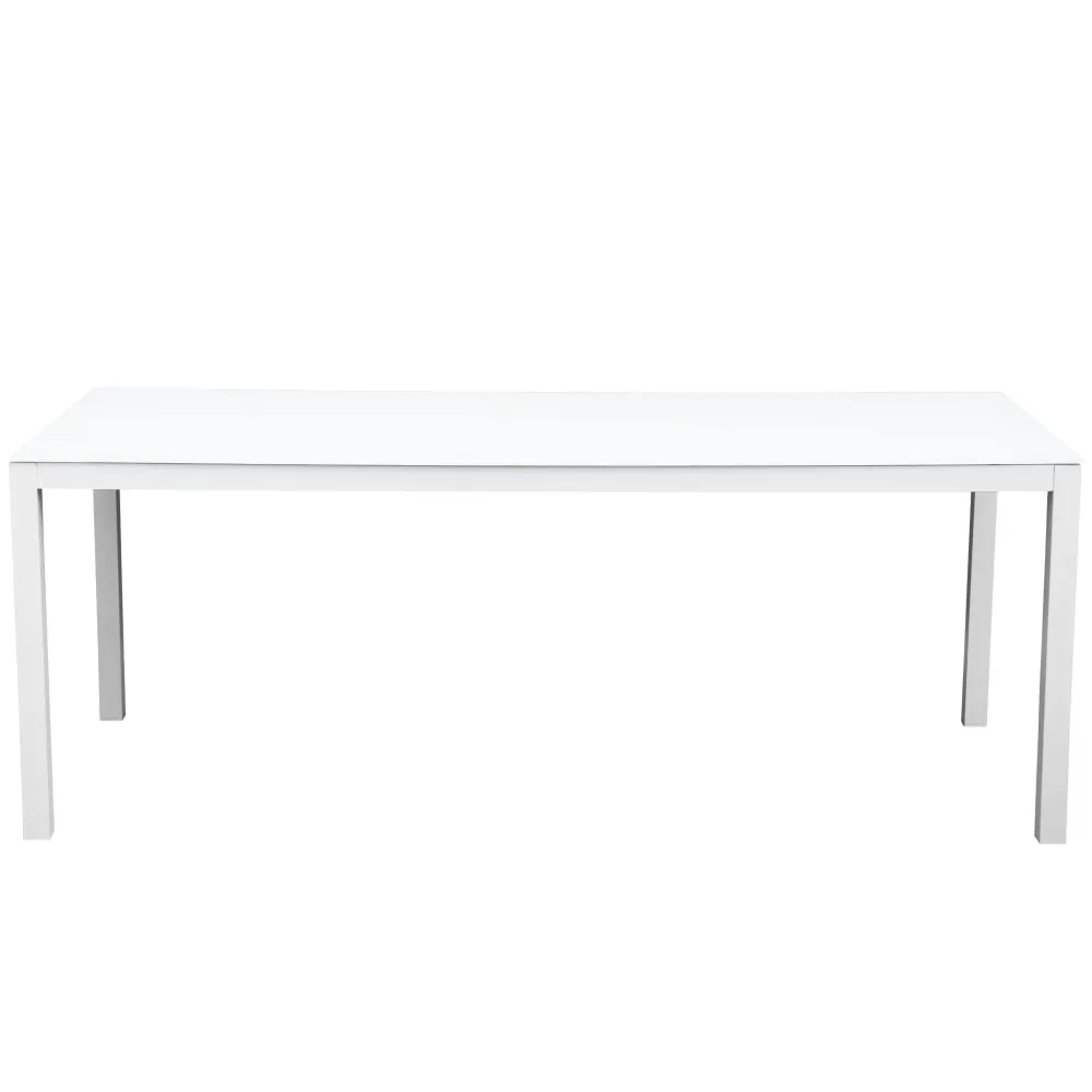 Mesa de comedor Adin 200*90 cm aluminio y cristal blanco Material WPC