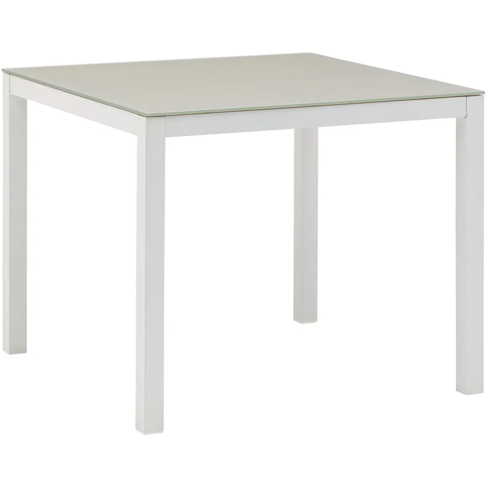 Mesa de comedor Adin 90*90 cm aluminio blanco y cristal gris obvio en Color Negro Mate