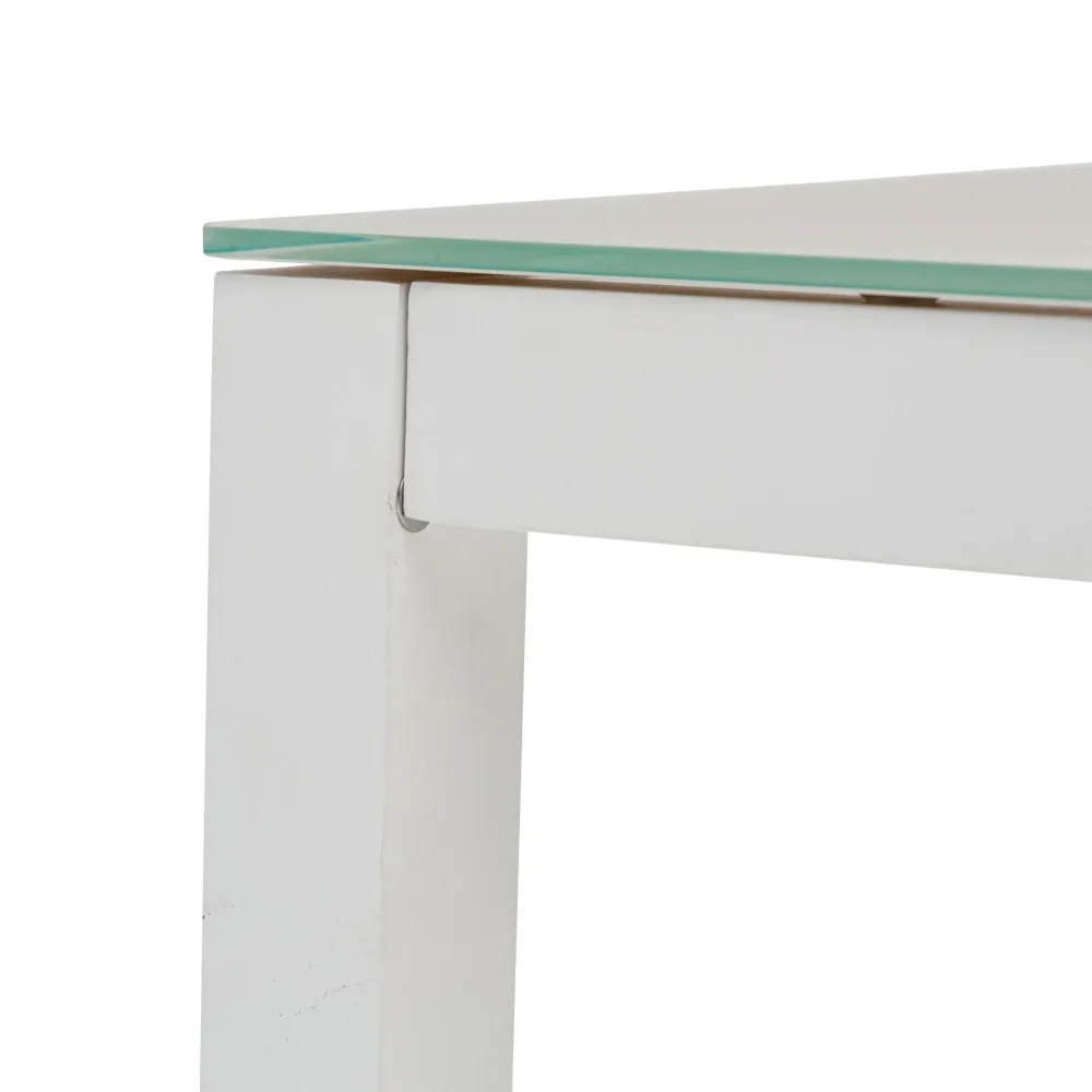 Mesa de comedor Adin 90*90 cm aluminio blanco y cristal gris obvio en Color Negro Mate