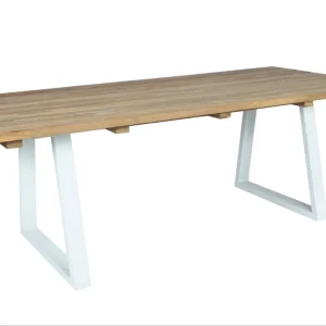 Mesa de comedor Arlington teca reciclada y acero en Color Negro Mate