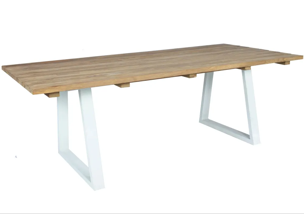 Mesa de comedor Arlington teca reciclada y acero en Color Negro Mate
