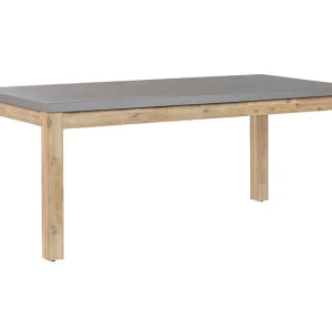 Mesa de comedor de cemento reforzado gris/madera clara 180 x 90 cm OSTUNI para Terraza y Balcón