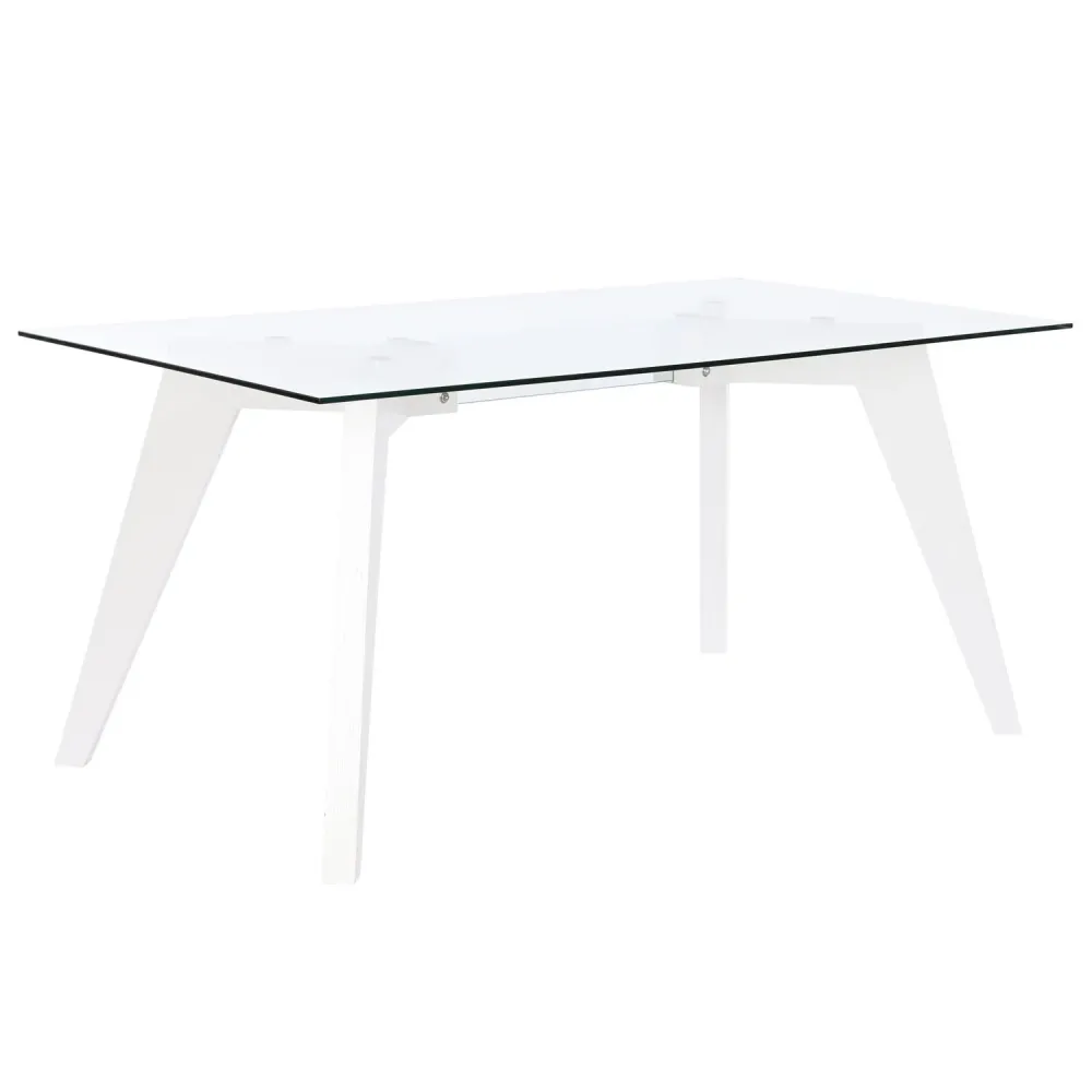 MESA COMEDOR CRISTAL MDF 160X90X75 TEMPLADO BLANCO con Vidrio Templado