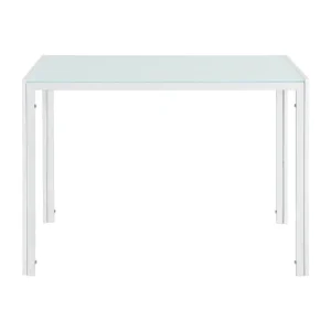 Mesa de comedor Eschede con Tablero de vidrio para 4 personas metálico 105 x 60 x 75 cm - Blanco