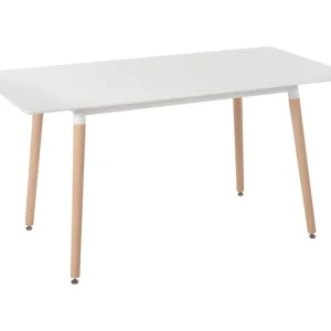 Mesa de comedor extensible blanco/madera clara 120/150 x 80 cm MIRABEL Fácil Almacenamiento