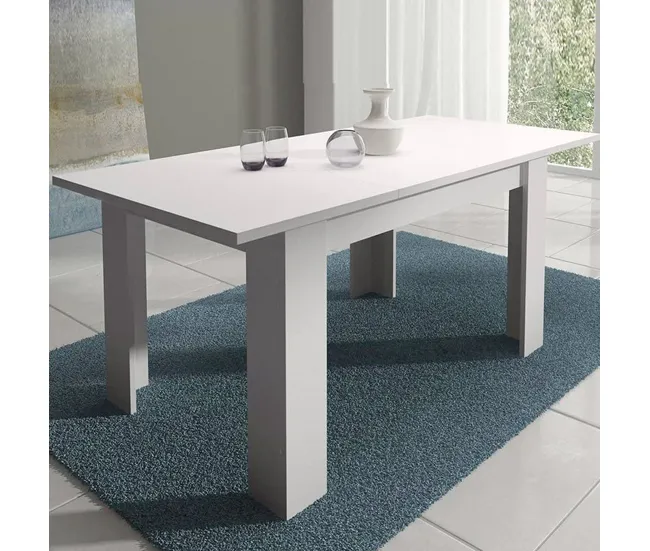 Mesa de comedor extensible Corfu Blanco, cambria 138 x 76 x 88 cm en Aluminio Fundido