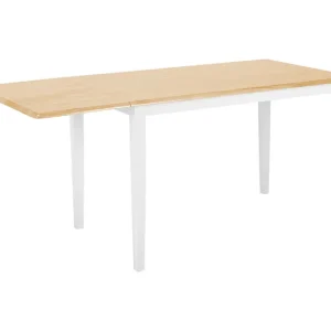 Mesa de comedor extensible de madera de caucho clara/blanco 120/160 x 75 cm LOUISIANA para Terraza y Balcón