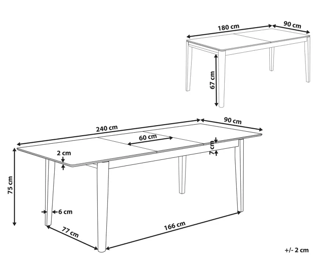 Mesa de comedor extensible de madera clara 180/240 x 90 cm CROSBY | Plegable | Portátil