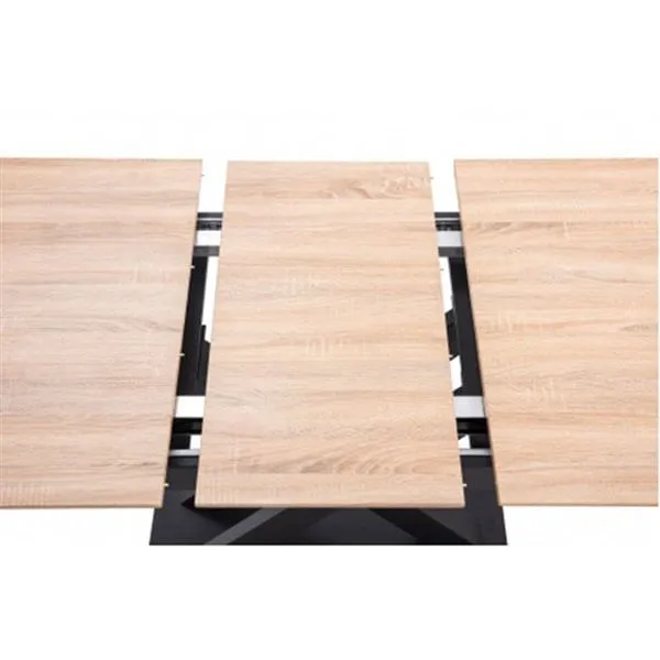 Mesa comedor extensible Victory roble/negro 120-160x80x76 cm para Terraza y Balcón