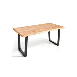 Mesa comedor fija ALASKA en MDF ROBLE rústico. Patas metálico negro. en Aluminio Fundido