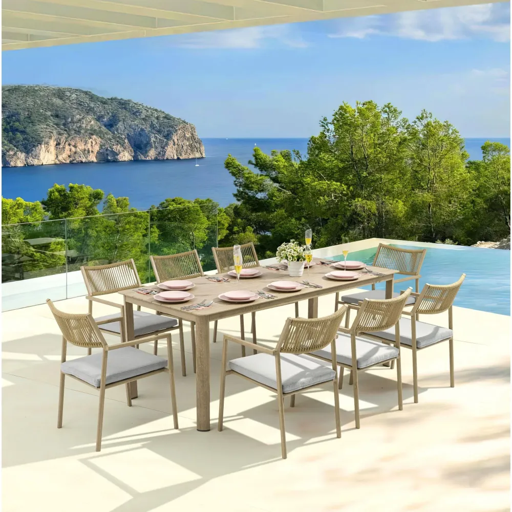 Mesa de comedor Harmony 200*88 cm aluminio efecto madera en Color Negro Mate