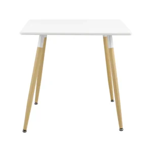 Mesa de comedor Hessen cuadrada para 3 personas - MDF lacado / Acero 80 x 80 x 74cm - Blanco y Color Haya | Plegable | Por...
