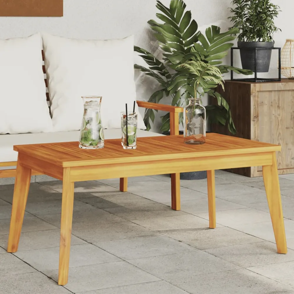 Mesa de comedor de jardín madera maciza de acacia 100x55x45 cm con Vidrio Templado