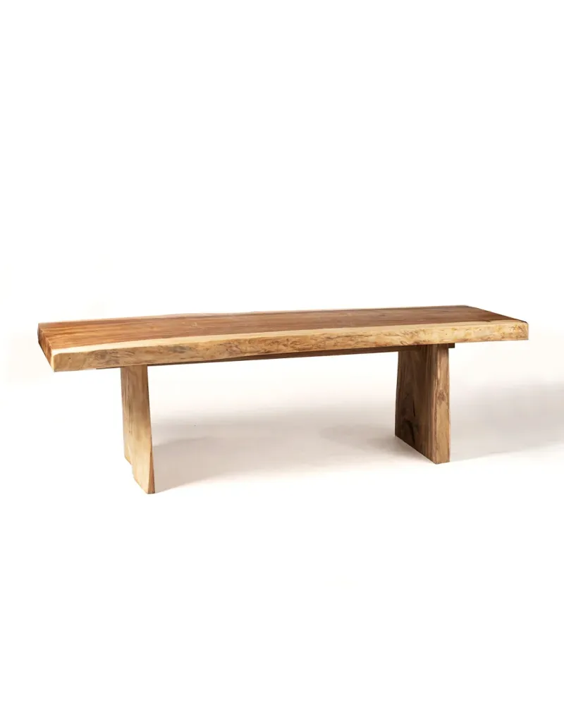 Mesa de comedor de madera maciza genuino de Samán Malino rectangular, hecha mano en una sola pieza con acabado natural, co...