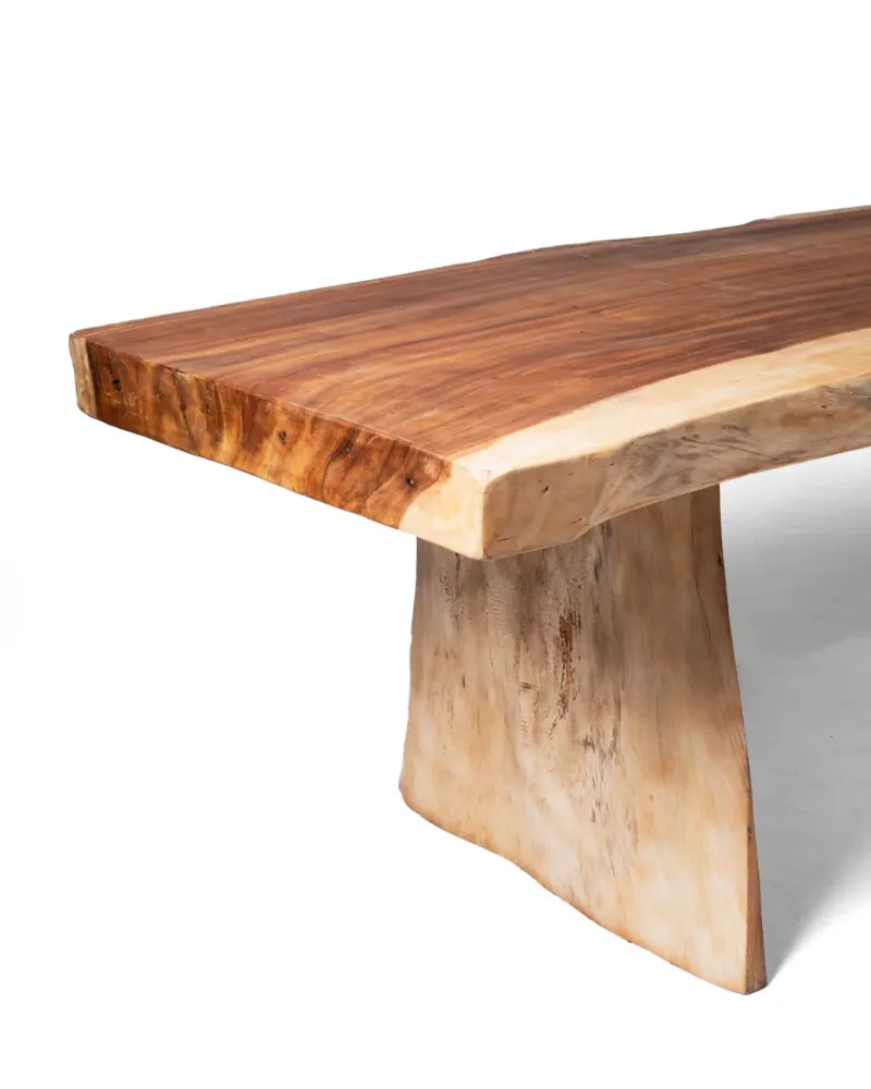 Mesa de comedor de madera maciza genuino de Samán Malino rectangular, hecha mano en una sola pieza con acabado natural, co...