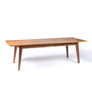 Mesa de comedor de madera maciza puro de teca Sedoa rectangular, hecha mano con acabado natural, origen Indonesia