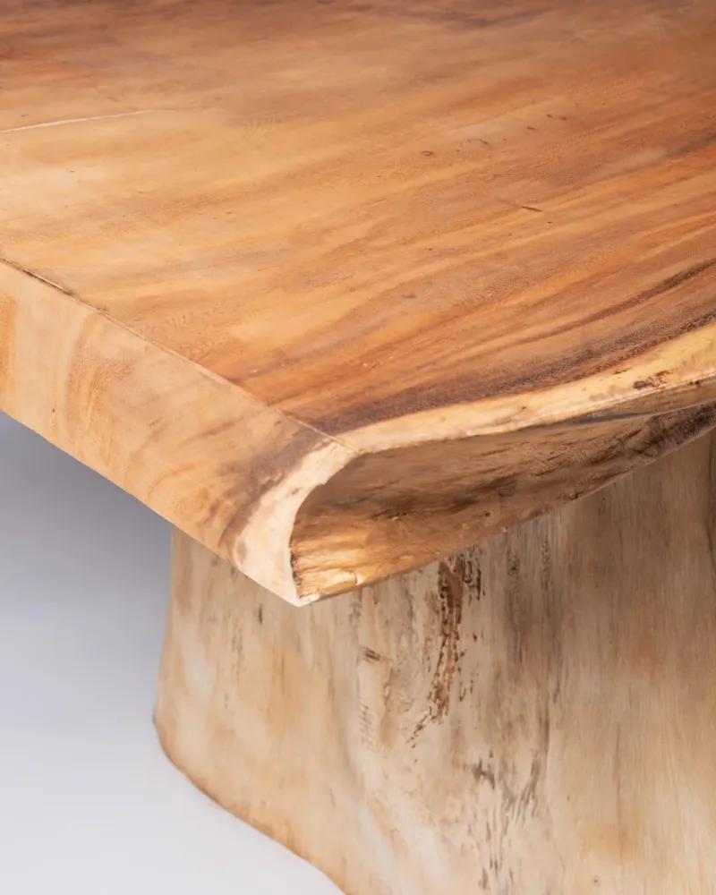 Mesa de comedor madera natural maciza de samán Bitung, hecha mano de una sola pieza con acabado sin procesar, consultar la...