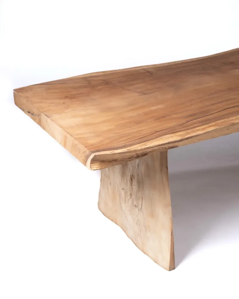 Mesa de comedor madera natural maciza de samán Bitung, hecha mano de una sola pieza con acabado sin procesar, consultar la...