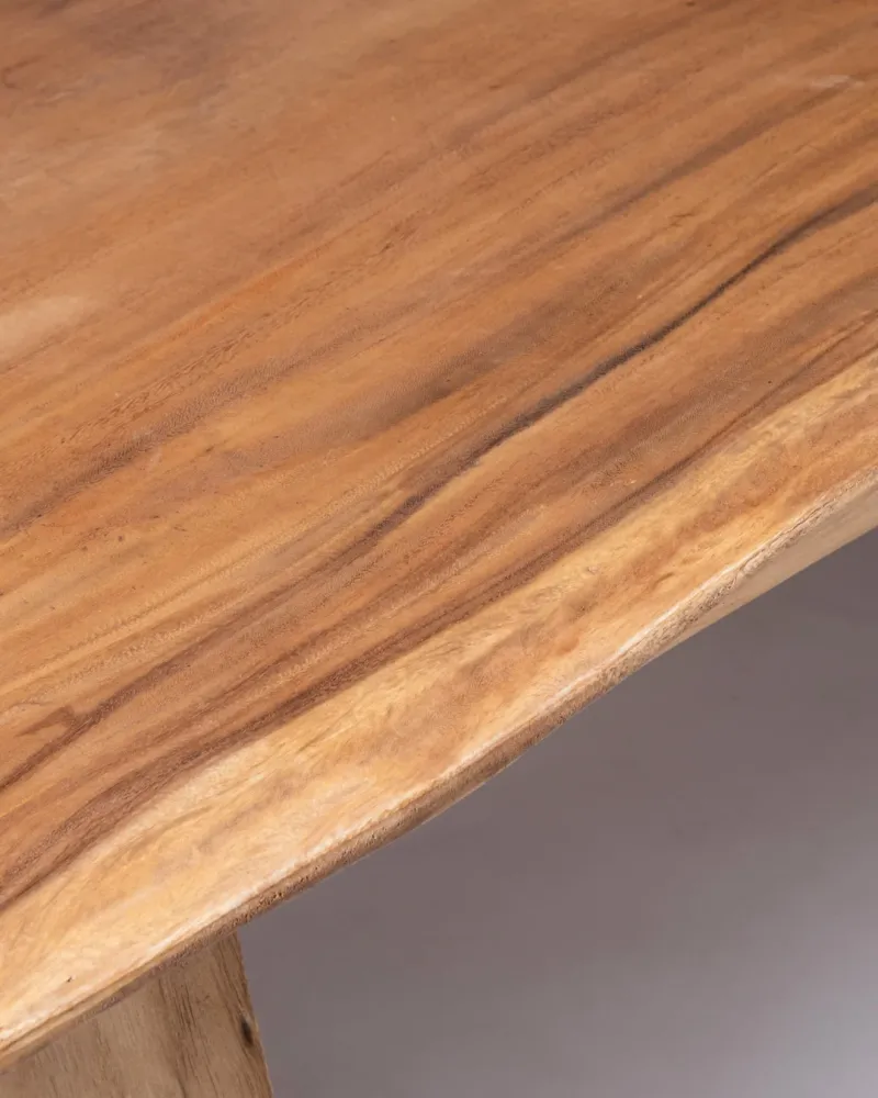 Mesa de comedor madera natural maciza de samán Bitung, hecha mano de una sola pieza con acabado sin procesar, consultar la...