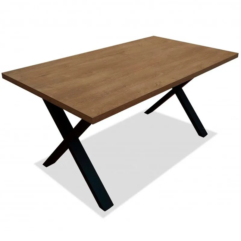 Mesa de comedor Madrid estructura en X tierra/negro 76x160x90 cm Material WPC