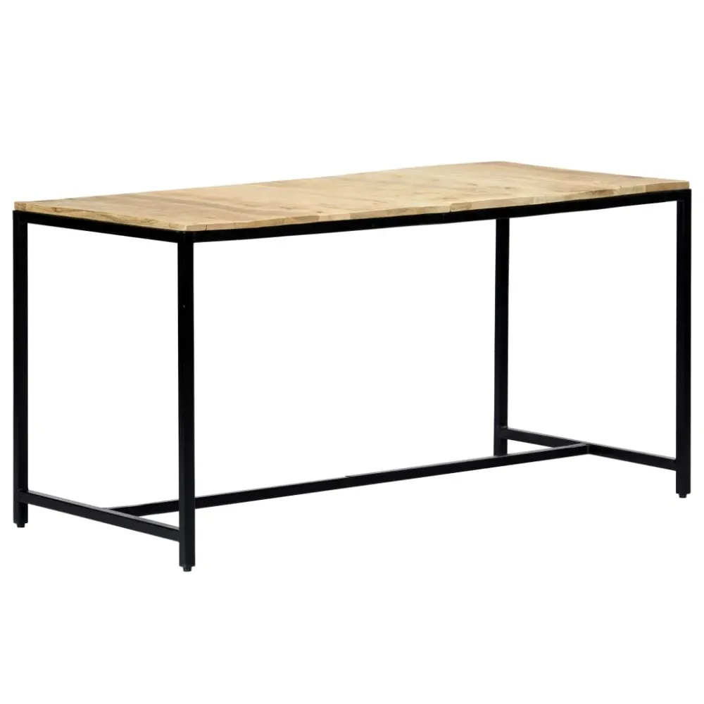 Mesa de comedor Marina madera maciza natural/negro 75x140x70 cm para Terraza y Balcón
