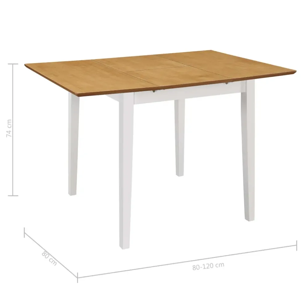 Mesa de Comedor Mesa de comedor extensible blanco/natural 74x80-120x50 cm
