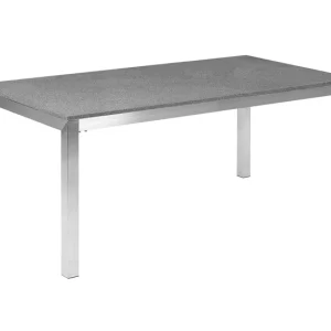 Mesa de comedor de metal/granito gris oscuro/plateado 180 x 90 cm GROSSETO Material WPC
