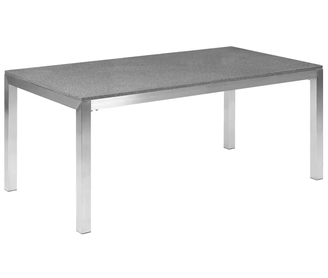 Mesa de comedor de metal/granito gris oscuro/plateado 180 x 90 cm GROSSETO Material WPC