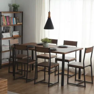 Mesa de comedor negro/madera oscura 150 x 90 cm en Color Negro Mate