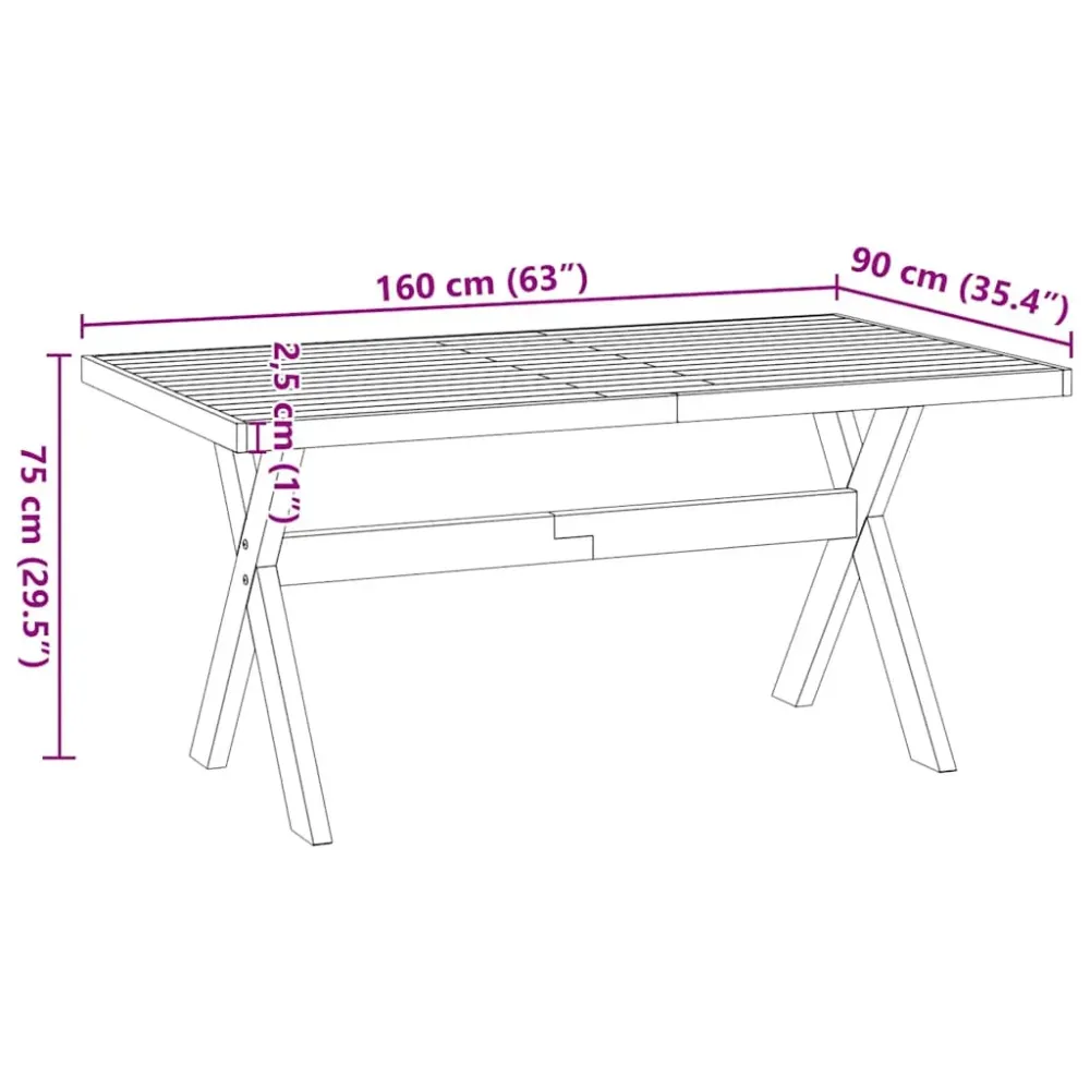 Mesa de comedor Noain diseño X madera de pino natural/negro 75x160x90 cm