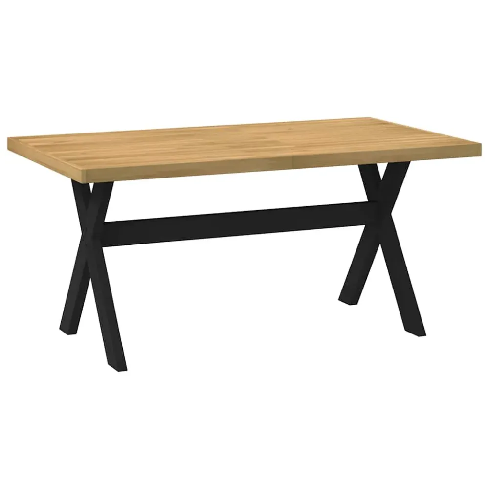 Mesa de comedor Noain diseño X madera de pino natural/negro 75x160x90 cm