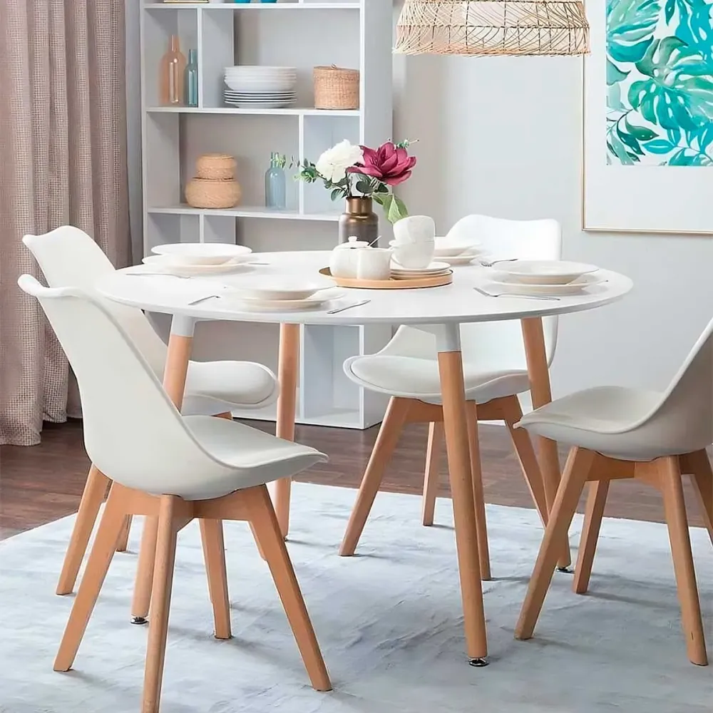 Mesa de comedor Nordika circular diseño nórdico 74,5x100x100 cm