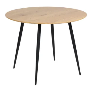 Mesa de comedor redonda ⌀ 100 cm madera clara BJORKA en Color Negro Mate