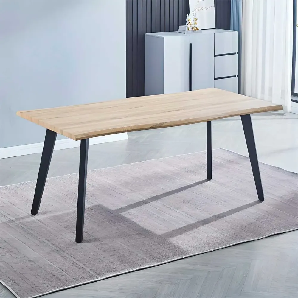 Mesa de comedor Regatta rectangular diseño nórdico cambria/negro 76x180x90 cm | Plegable | Portátil
