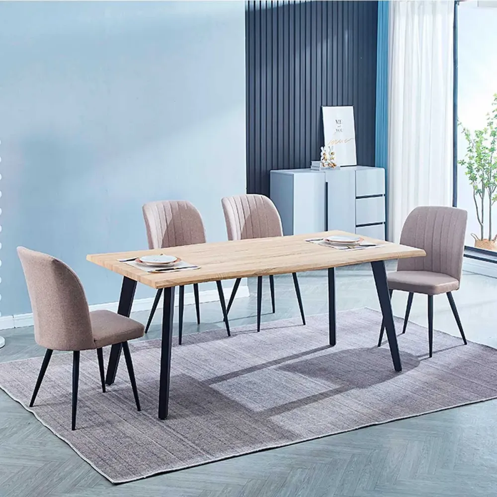 Mesa de comedor Regatta rectangular diseño nórdico cambria/negro 76x180x90 cm | Plegable | Portátil