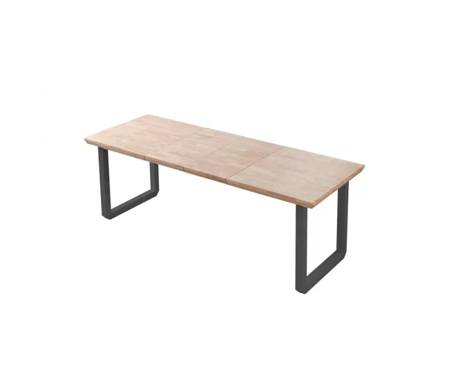 Mesa de comedor Roma extensible Roble - Negro, Roble - Blanco, Roble Honey - Blanco 220 x 80 x cm para Terraza y Balcón