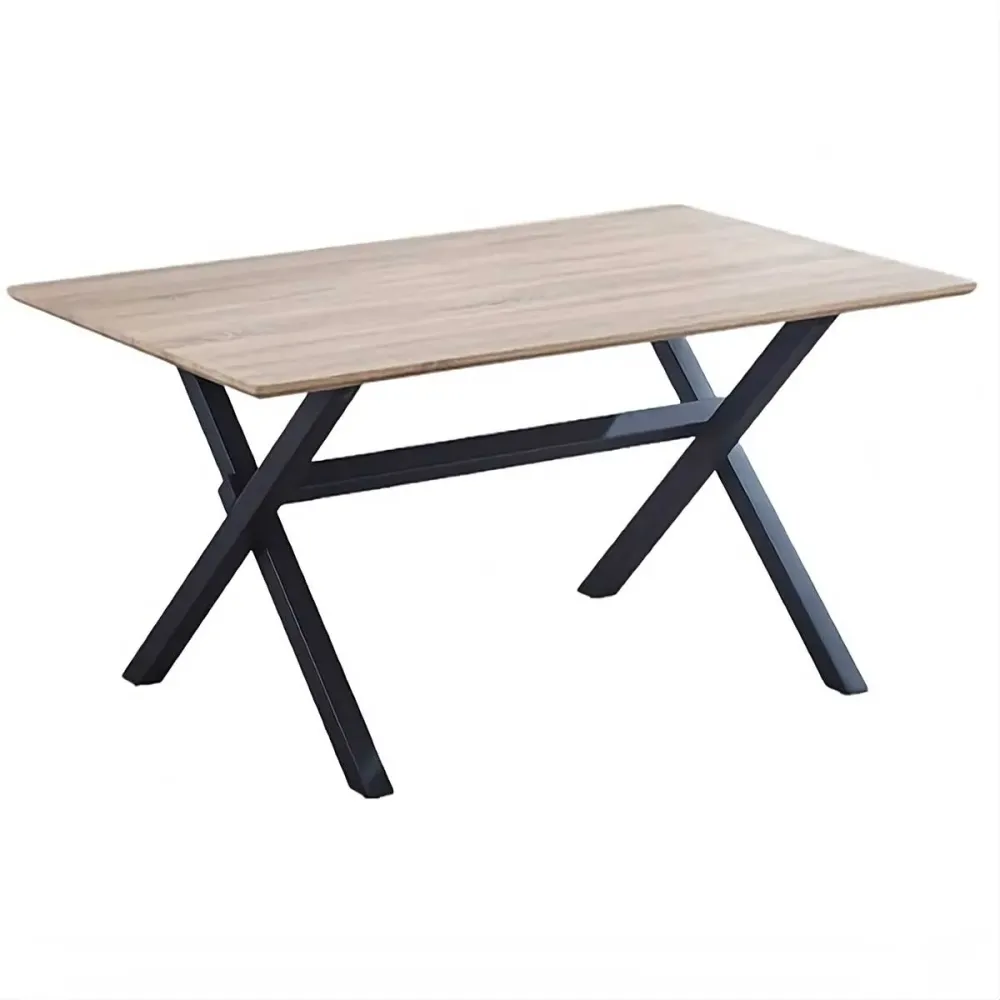 Mesa de comedor Royce W diseño nórdico forma rectangular cambria/negro 76x150x90 cm Material WPC