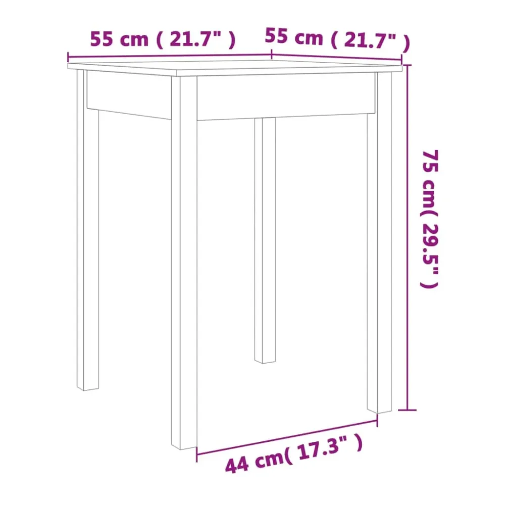 Mesa de comedor Sakura madera de pino marrón 75x55x55 cm