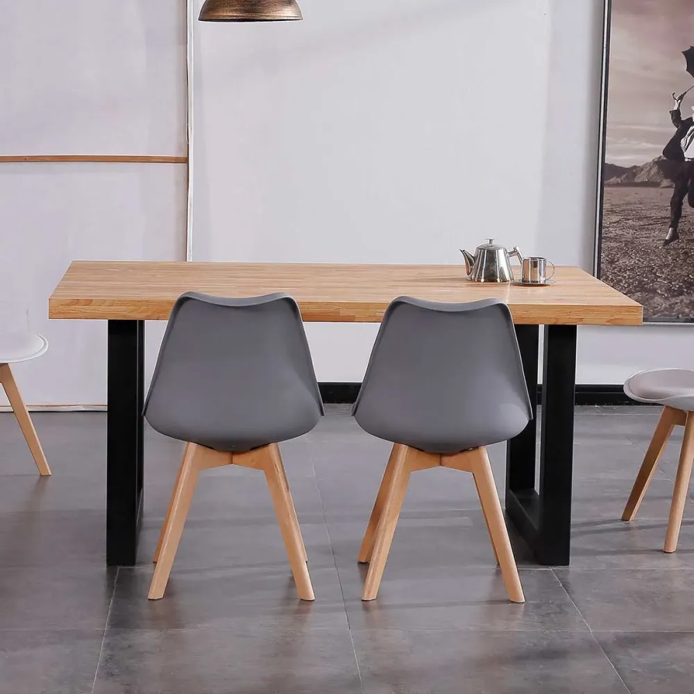 Mesa de comedor U-Wooden roble/negro 75x160x100 cm en Color Negro Mate