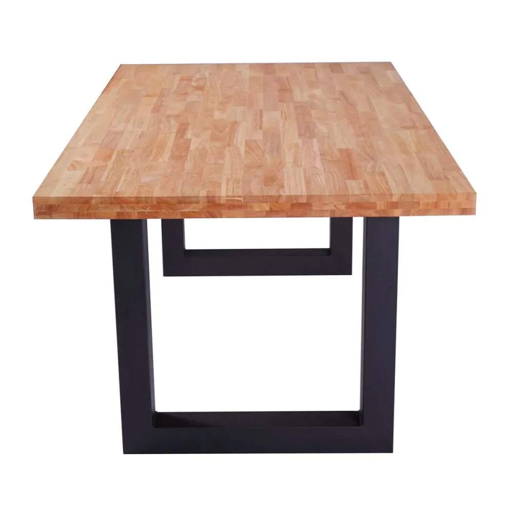 Mesa de comedor U-Wooden roble/negro 75x160x100 cm en Color Negro Mate