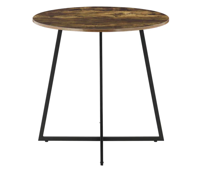 Mesa de Comedor Vaggeryd estilo minimalista redonda Metal y MDF 78 x Ø 80 cm - Negro y Efecto Madera Tono Sombrío con Base...