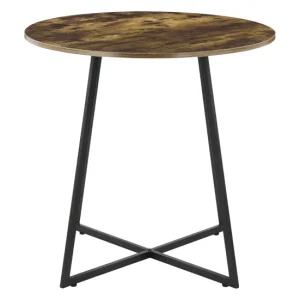 Mesa de Comedor Vaggeryd estilo minimalista redonda Metal y MDF 78 x Ø 80 cm - Negro y Efecto Madera Tono Tenebroso