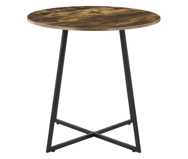 Mesa de Comedor Vaggeryd estilo minimalista redonda Metal y MDF 78 x Ø 80 cm - Negro y Efecto Madera Tono Tenebroso