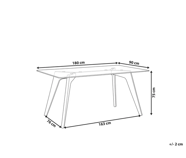 Mesa de comedor de vidrio templado transparente/madera clara 180 x 90 cm HUDSON para Jardín y Terraza