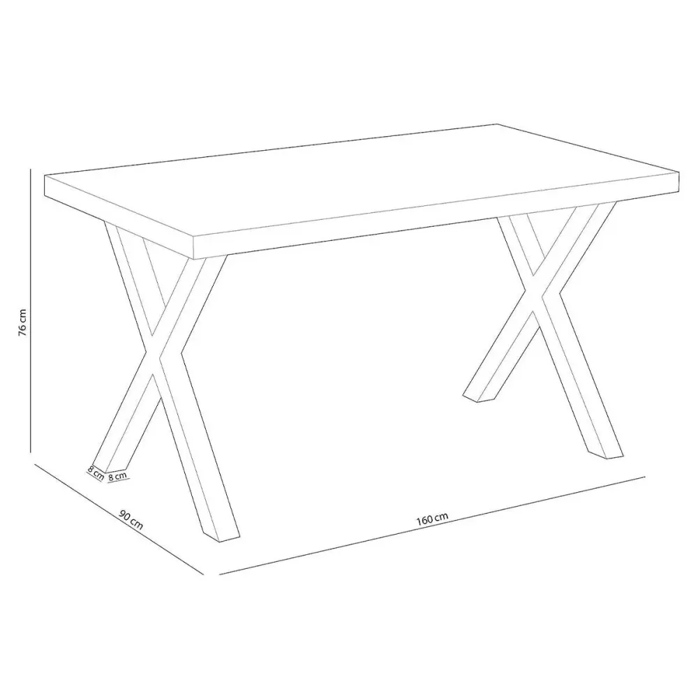 Mesa de comedor X-Loft rectangular diseño nórdico 76x160x90 cm | Plegable | Portátil