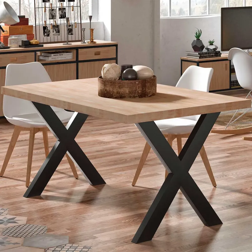 Mesa de comedor X-Loft rectangular diseño nórdico 76x160x90 cm | Plegable | Portátil