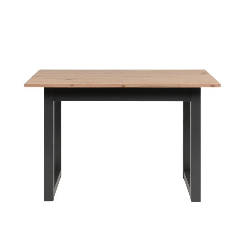 Mesa con Sombrilla Mesa de comedor Denver extensible natural/negro 75x120-160x80 cm