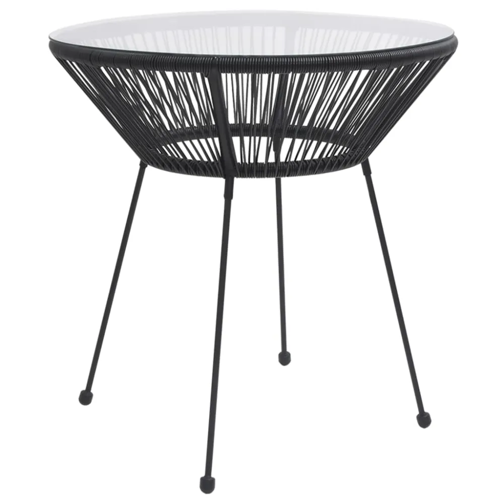Mesa con Sombrilla Mesa de comedor de jardín acero y vidrio negra ø70x74 cm